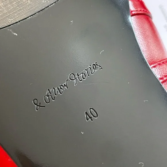 & Other Stories Ruby Red Mary Jane Leather Ballet Flats - Picture 4 of 7
